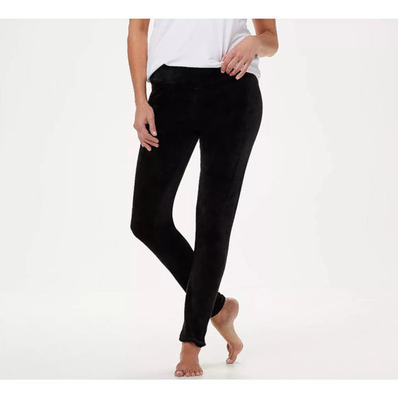 A293100 CUDDL DUDS Double Plush Velour Leggings Black L - Picture 5 of 6